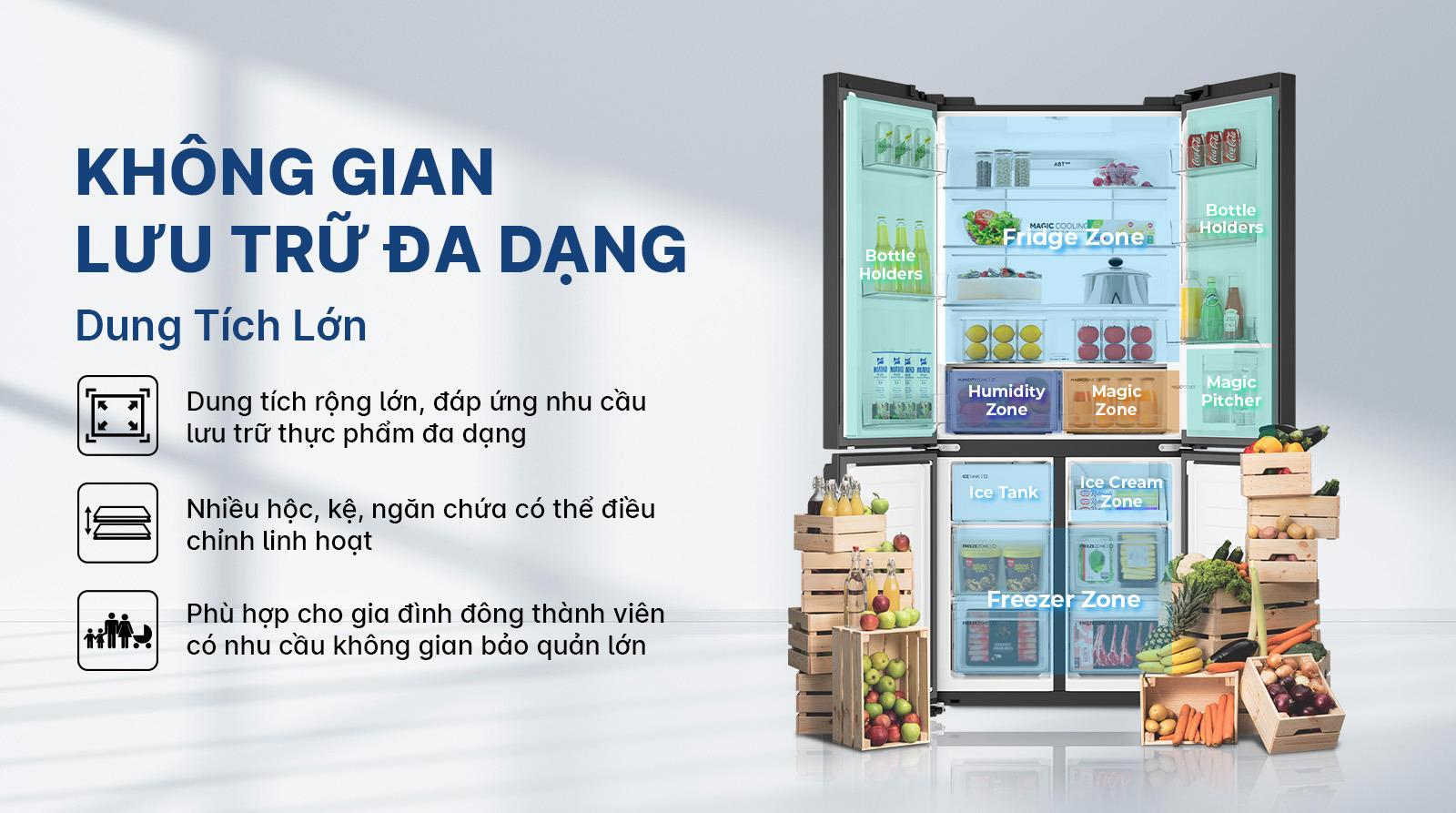Tủ lạnh Aqua Inverter 529 lít AQR-M600XA(GC)